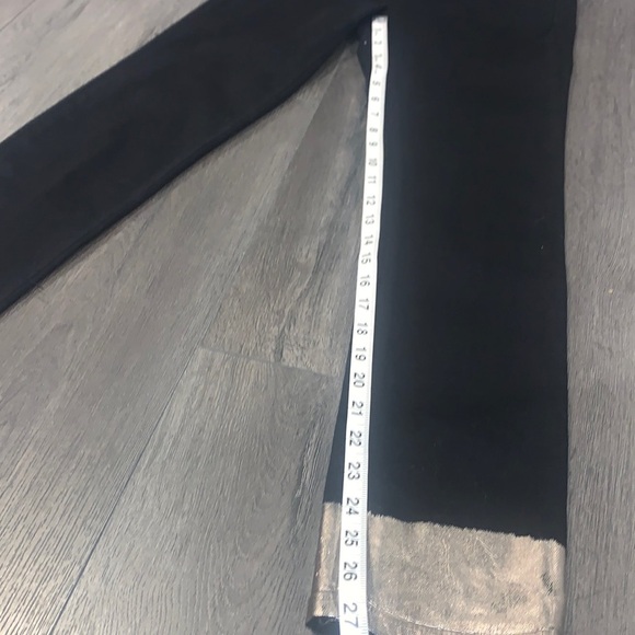 Rag & Bone NWT Bilbury Ankle Cigarette Metallic Hem Jean Size 25 Black/Gold - Picture 11 of 14